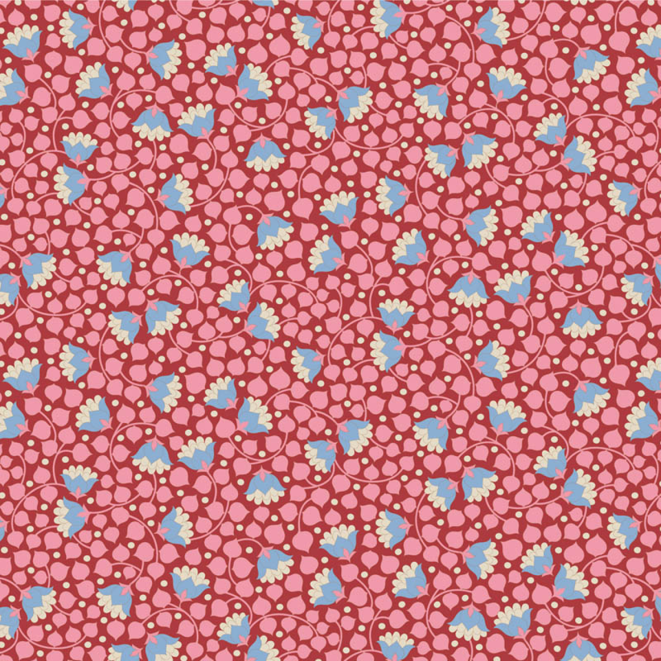 Tilda Patchwork Stoff Baumwolle - Wallflower - Bellflower Pink